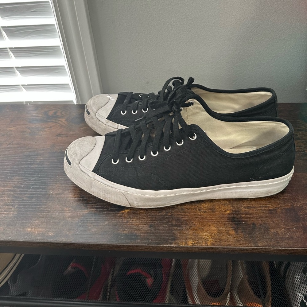 Converse Jack Purcell Canvas Low Sneakers in White/Black